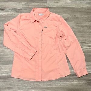 Columbia PFG Vented Fishing Shirt Women’s Large Coral Pink Omni-Wick Lightweight